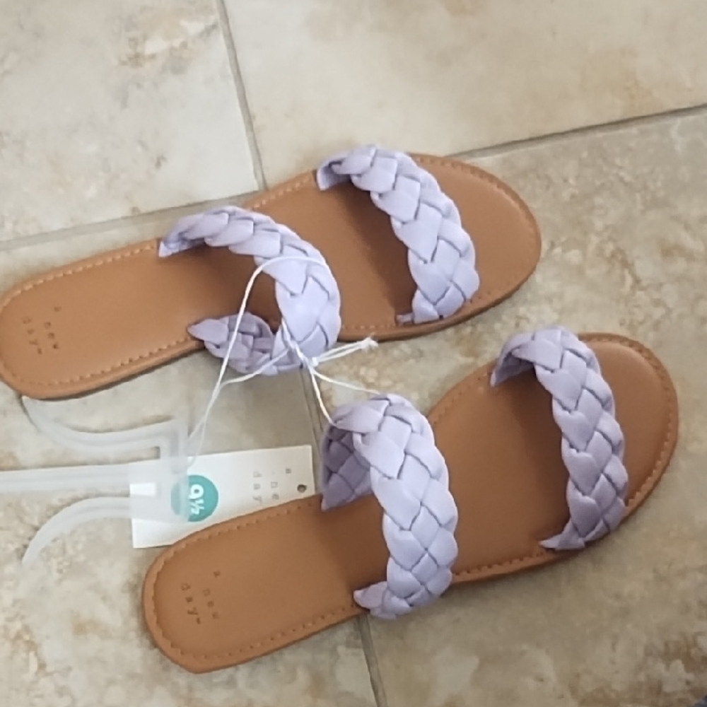 A New Day Purple and Tan Braided Sandals